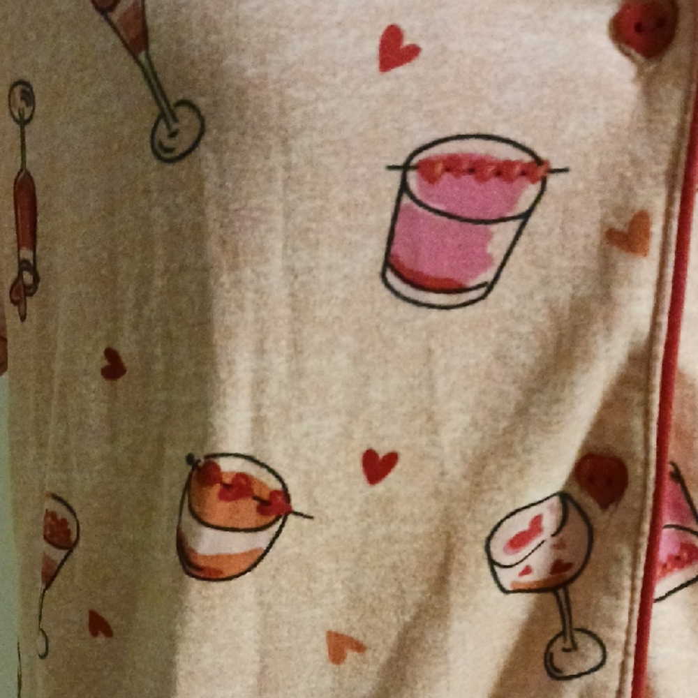 Special 2 For $25 Charming Pink Wine Glass Print Pajama Set - Picture 4 of 7